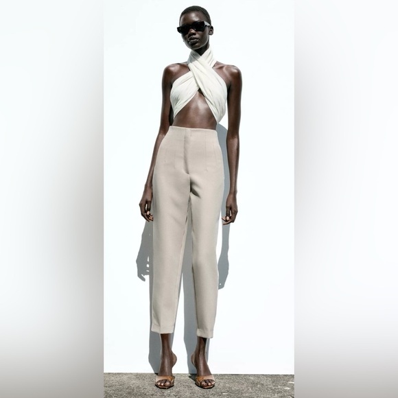 Zara Pants - NWOT Zara Pants with a high waist Beige
